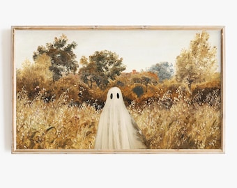 Halloween Frame Tv Art Neutral Toned Fall Ghost Digital Download