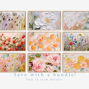 Spring Frame TV Art Instant Download Wildflower Floral Embroidery Textured Art for TV Digital Download Colorful Flowers for Spring image 4