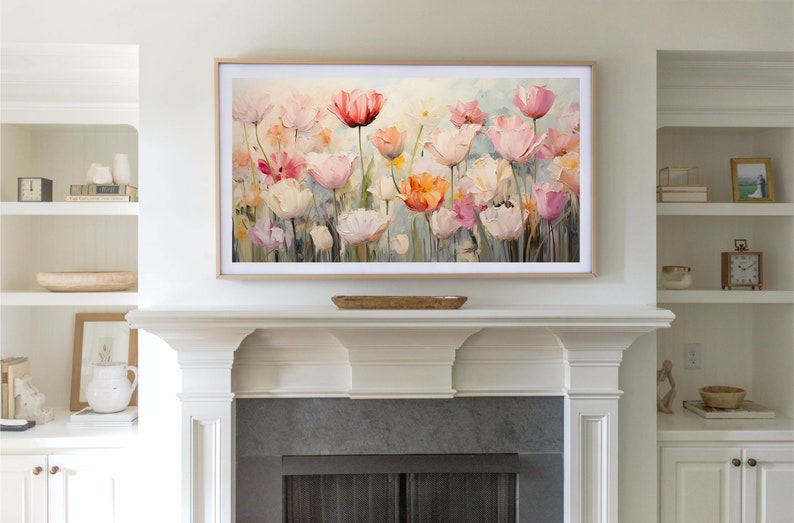 Frame Tv Spring Art Soft Floral Digital Download Art File Tulip Easter Art for Frame Tv image 3