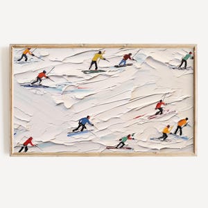 Abstract Winter Frame Tv Art Digital Download | Ski Snow Painting for TV | Pop Art Modern Frame Tv Art File | Colorful Christmas Tv Art