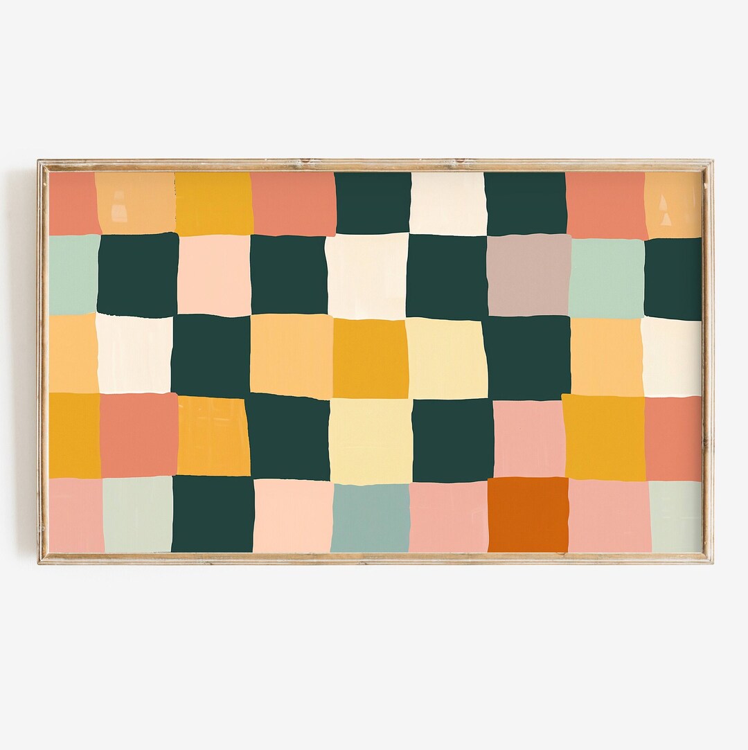 Frame Tv Art Colorful Checkered Digital Download | Trendy Spring or ...