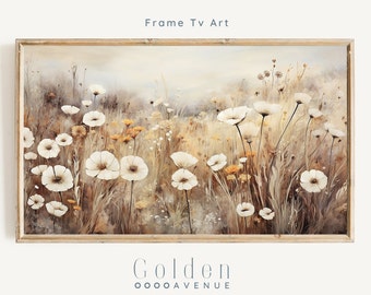 Wildflowers FRAME TV Art | Neutral Toned Floral Digital Download for Samsung Frame Tv | Vintage Spring Painting Instant Download