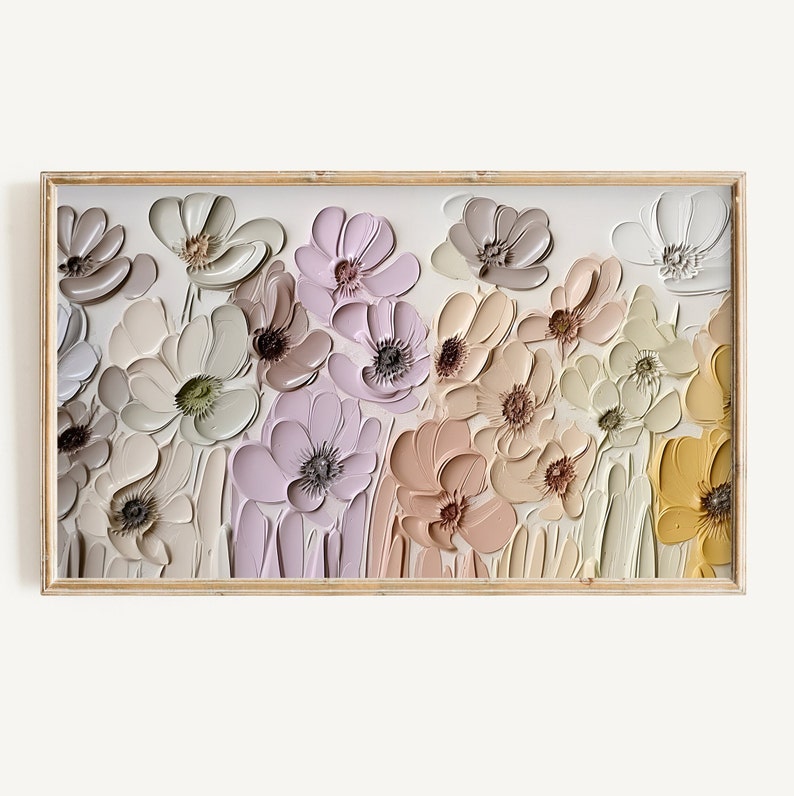 Frame Tv Colorful Spring Art Set of 9 | Textured Art for Frame TV Digital Download Bundle | Pastel Floral & Citrus Abstract Tv Art image 9
