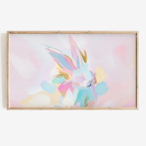 Easter Bunny Frame Tv Art: Pastel Pink Spring Abstract Painting (Digital Download)