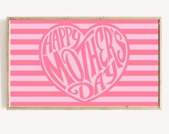 Frame Tv Mother's Day Art | Pink Happy Mother's Day Digital Download | Cute Heart Frame Tv Mom Art