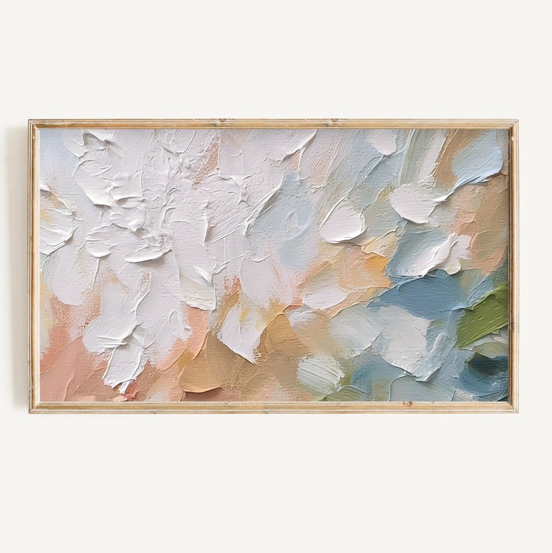 Frame Tv Colorful Spring Art Set of 9 | Textured Art for Frame TV Digital Download Bundle | Pastel Floral & Citrus Abstract Tv Art image 12