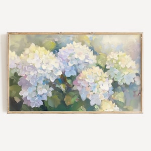 Cuadro digital para Samsung Frame TV con diseño floral de hortensias veraniegas (descarga gratuita).