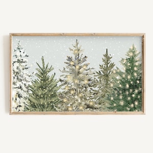 Christmas Frame Tv Art Digital Download | Xmas Tree Watercolor Art File | Minimalist Trendy Holiday Decor
