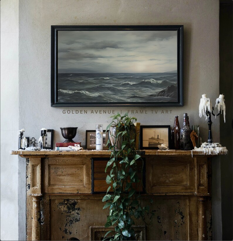 Samsung TV Frame Art Seascape Digital Download Vintage Foggy Etsy