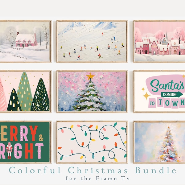 Christmas Frame TV Art: Pastel Holiday Painting Set (Digital Download)