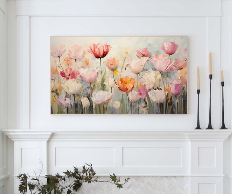 Frame Tv Spring Art Soft Floral Digital Download Art File Tulip Easter Art for Frame Tv image 2