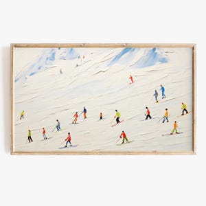 Abstract Winter Frame Tv Art Digital Download | Ski Snow Painting for Tv | Pop Art Modern Frame Tv Art File | Colorful Christmas Tv Art