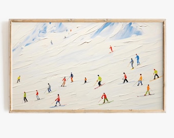Abstract Winter Frame Tv Art Digital Download | Ski Snow Painting for Tv | Pop Art Modern Frame Tv Art File | Colorful Christmas Tv Art