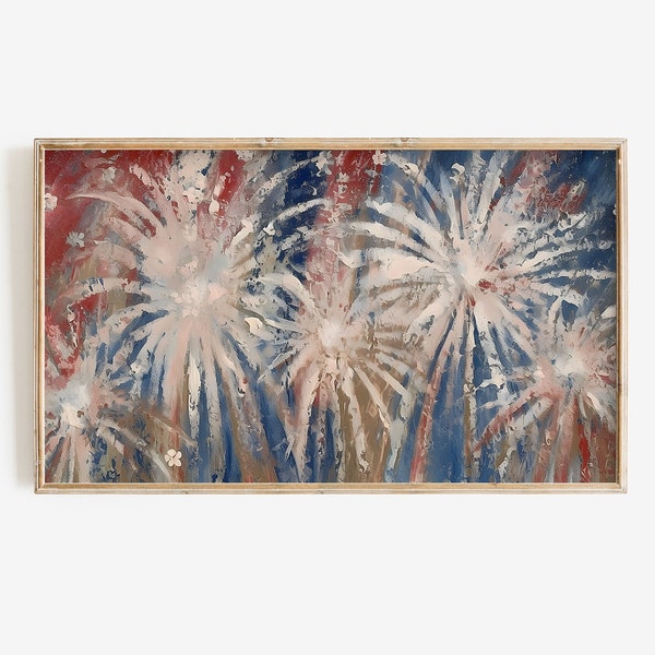 Frame tv Art | 4th of July Art TV Digital Download | Abstract Patriotic Fireworks | Fourth of July Independence Day Red White & Blue