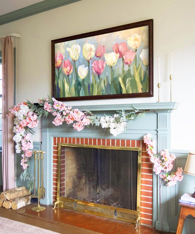 Frame Tv Spring Art Pastel Floral Digital Download Artwork Tulip Easter Background image 3