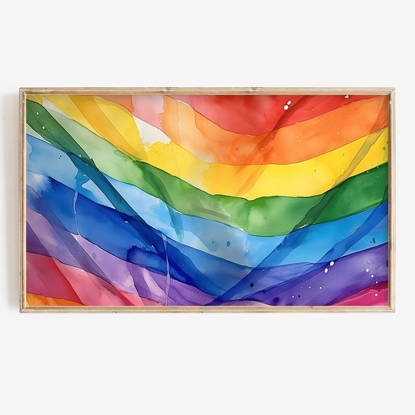 Frame TV Art Pride Month Rainbow Watercolor Digital Download | Colorful Pride Decor | LGBTQ Art | Summer Tv Screensaver Art File