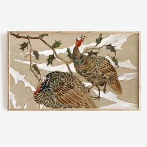 Thanksgiving Frame Tv Art | Vintage Turkey Fall Painting Digital Download | Autumn Vintage Thanksgiving Neutral Toned TV Art