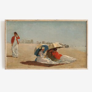 Frame Tv Vintage Art | Summer Beach Art for Frame Tv | Victorian Antique Painting for TV Digital Download | Coastal Themed