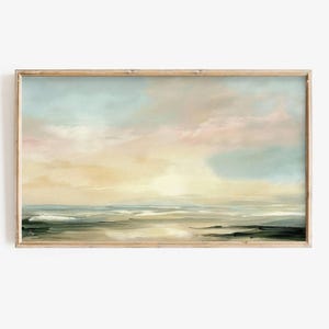 Frame Tv Art | Abstract Ocean Digital Download Beach Painting for Summer Frame Tv Background | Coastal Pastel Aura Aesthetic