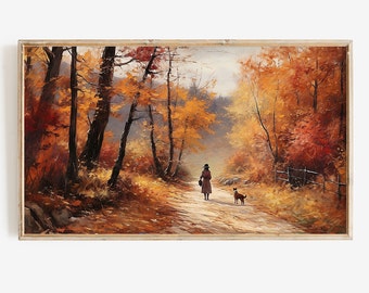 Fall Frame TV Art | Autumn Art for TV Digital Download | Classic Fall Forest Foliage Warm Toned Art