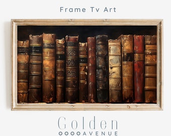 Frame TV-kunst | Vintage Dark Academia Bibliotheek Boeken Schilderen Digitale Download | Fall Bookish TV-kunstbestand | Herfstboek TV Art