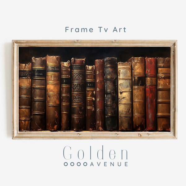 Frame TV Art | Vintage Dark Academia Library Books Painting Digital Download | Fall Bookish Tv Art File | Autumn Book TV Art