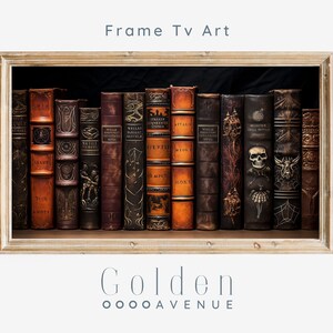 Frame TV Art | Halloween Witchcraft Dark Academia Books Painting Digital Download | Witch Spell Book Tv Art File, Autumn Library Bookish Art
