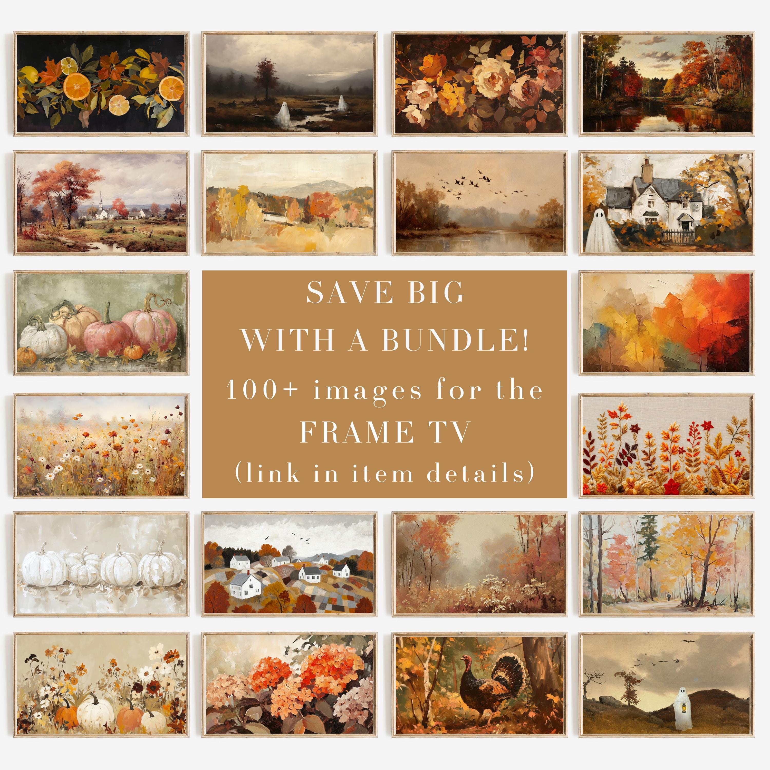 Fall Tv Screen Frame Tv Art Abstract Fall Digital Download Painting | Seasonal Autumn ...