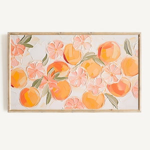 Frame Tv Colorful Spring Art Set of 9 | Textured Art for Frame TV Digital Download Bundle | Pastel Floral & Citrus Abstract Tv Art image 2