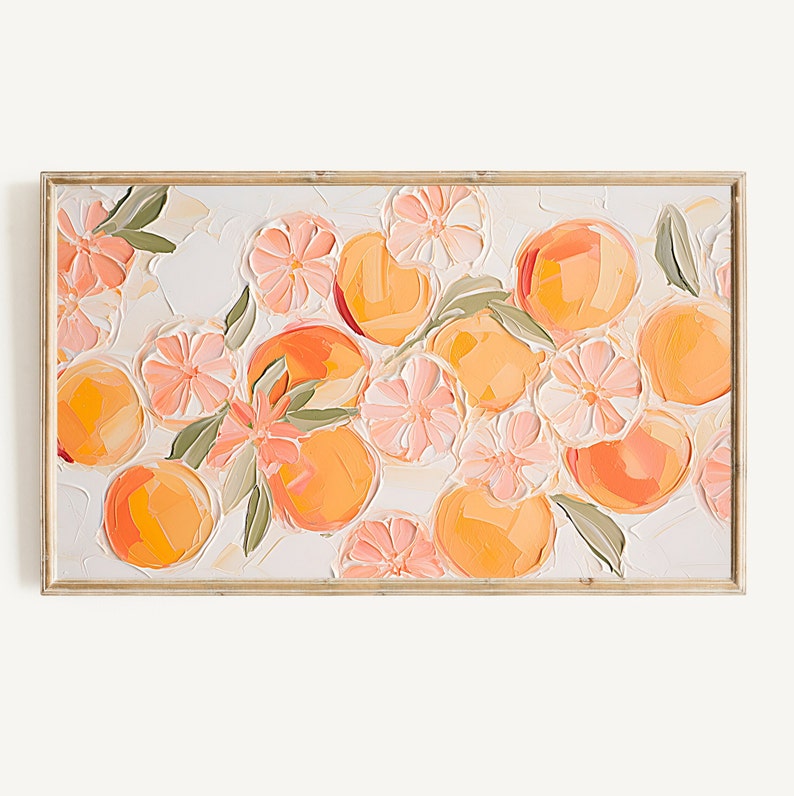 Frame Tv Colorful Spring Art Set of 9 | Textured Art for Frame TV Digital Download Bundle | Pastel Floral & Citrus Abstract Tv Art image 2