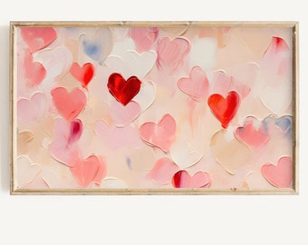 Valentine&#39;s Day Frame Tv Art | Valentine Hearts Frame Tv Art | Abstract Valentines Red Heart Download for Tv