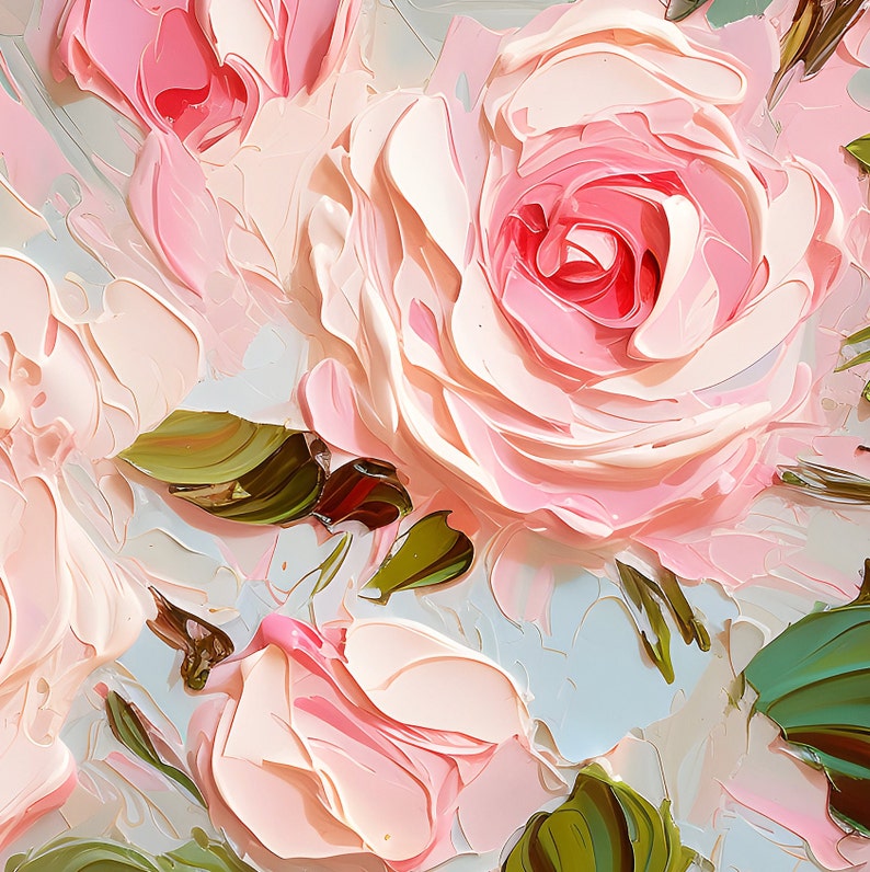 Frame TV Art for Spring Pink Abstract Floral Painting Digital Download Modern Art Roses for Tv Instant Download image 5