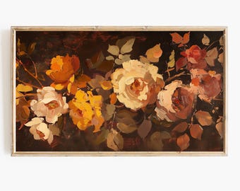 Moody Floral Frame Tv Fall Art Digital Download