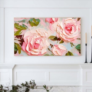 Frame TV Art for Spring Pink Abstract Floral Painting Digital Download Modern Art Roses for Tv Instant Download image 3