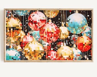 Bilderrahmen Tv Art Disco Ball Digital Download | Silvester Rahmen Tv Art Weihnachten Datei | Geburtstags-Tanzparty Tv Instant Download