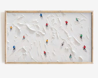Winter Frame Tv Art Abstract Ski Painting Pop Art Modern Digital Download Colorful Christmas Tv Art