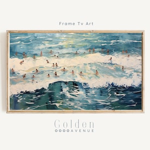 Abstract Summer Frame Tv Art Digital Download | Seascape Swimming Painting for TV | Pop Art Modern Frame Tv Art File | Ocean Framed Tv Art
