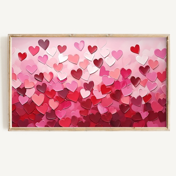 Valentine's Day FRAME TV Art Valentine Pink Hearts Frame Tv Art