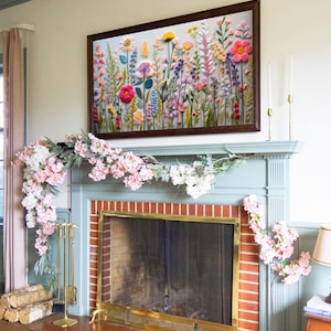 Spring Frame Tv Art Instant Download | Wildflower Floral Embroidery Textured Art for TV Digital Download | Colorful Flowers for Spring image 5