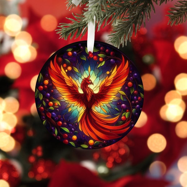 Phoenix Rising Christmas Tree Ornament - Symbol of Renewal and Hope | Christmas Tree Decor | Xmas Decor | Mystical Holiday Decor |