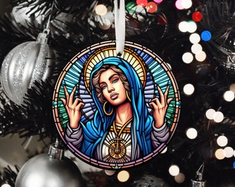 Rap Divinity Ceramic Christmas Ornament: Stained Glass-Look Holiday Decor