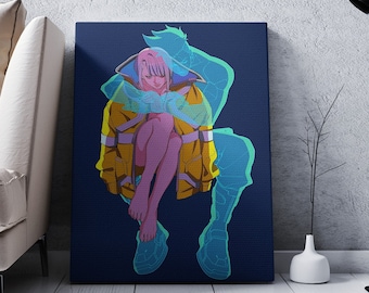 Cyberpunk Anime Wall Art, Cyberpunk Lucy Canvas Print, Cyberpunk 2077 Print, Colorful Wall Art, Purple Canvas