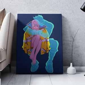 Cyberpunk Anime Wall Art, Cyberpunk Lucy Canvas Print, Cyberpunk 2077 Print, Colorful Wall Art, Purple Canvas