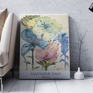 Salvador Dali CANVAS Wall Art Salvador Dali Fleurs Print Vintage Print Dali Poster ADli Print Flower Art Painting Dali Wall Art Dali Gift