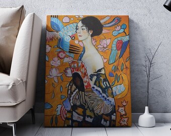 Easysuger Lady With Fan by Gustav Klimt Canvas Wall Art - Etsy