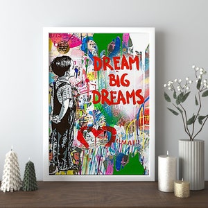 Banksy Dream Big High Resolution Canvas Wall Art Living Room Wall Art, Dream Big Graffiti, Modern Canvas Art, Dream Graffiti Canvas Print