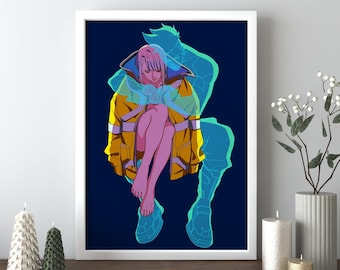 Cyberpunk Anime Wall Art, Cyberpunk Lucy Canvas Print, Cyberpunk 2077 Print, Colorful Wall Art, Purple Canvas