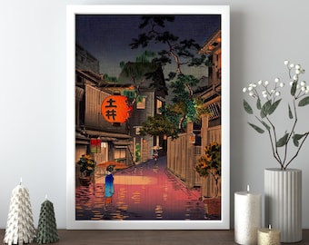 Tsuchiya Koitsu Evening At Ushigome , Jinrakuzaka at Ushigome, Ukiyo-e Art