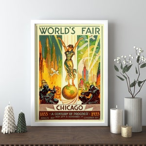 1933 Chicago World&#39;s Fair Travel Poster Canvas