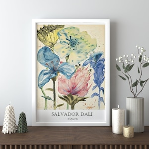 Salvador Dali CANVAS Wall Art Salvador Dali Fleurs Print Vintage Print Dali Poster ADli Print Flower Art Painting Dali Wall Art Dali Gift